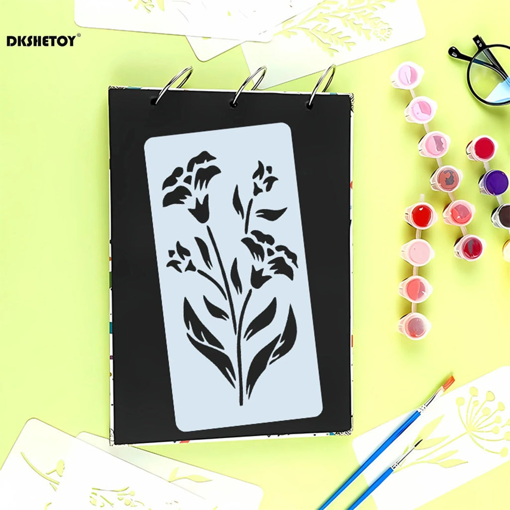 Creativora Stencil Set | 10-piece | Flexible PET Painting Stencils | For Scrapbooking, Walls, Fabric & Paper