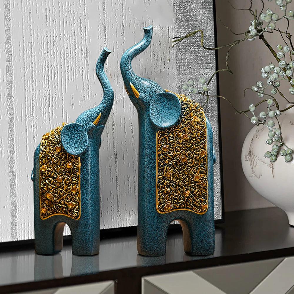 Decorative Elephant Figures 2-Piece Set | Retro Design | Resin | 13x8x30 cm