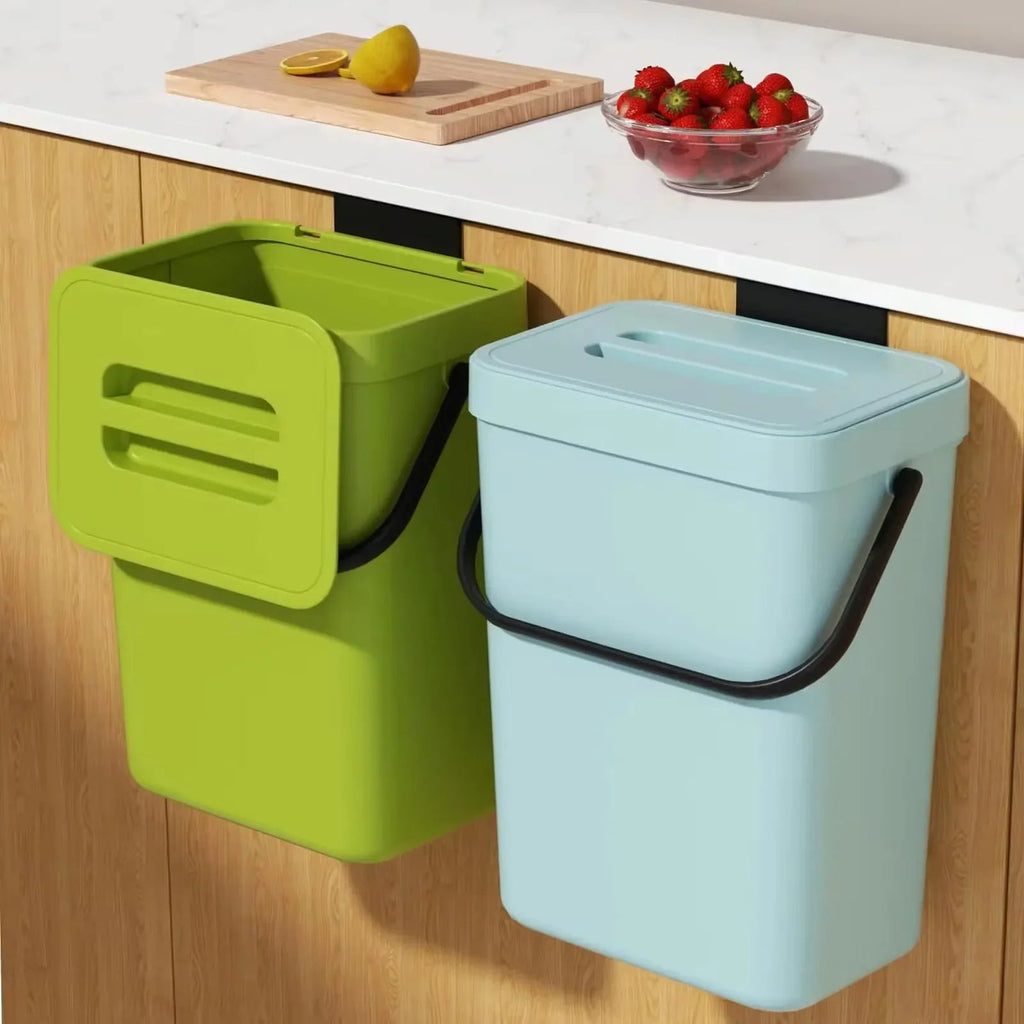 Binova Mini Trash Can | With Lid | Hanging & Wall Mount | Compact & Odor Blocking | For Kitchen, Bathroom & Office