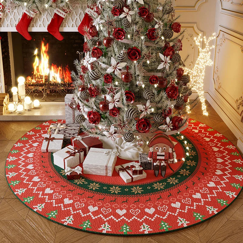 CosyLuxe | Christmas Tree Rug | Round & Non-Slip | 40–120 cm | Washable Flannel Mat for Tree, Living Room & Decoration