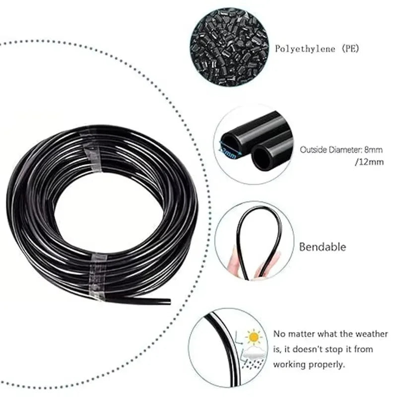 AquaFlex Pro360 Automatic Irrigation System 20 m | 360° Adjustable Spray Nozzles | DIY Mist Irrigation Kit | For Garden, Vegetable Bed & Terrace