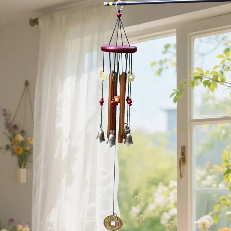 FortuneChime | Large Metal Wind Chime with Sound Tubes | Wood & Metal | For Garden & Home