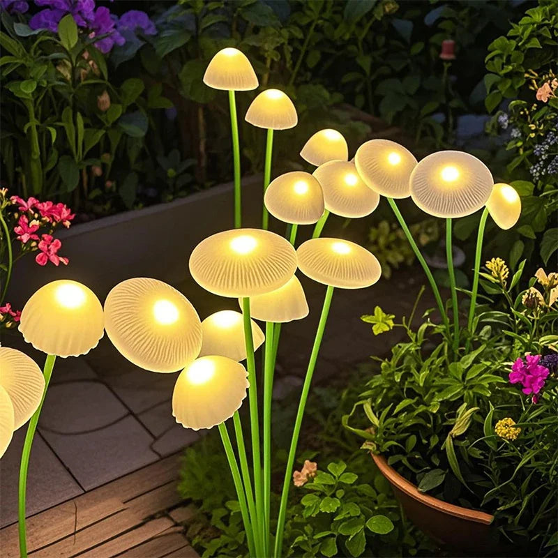 GlowPilz Solar Garden Light 6 LEDs | Jellyfish & Mushroom Design | For Garden, Terrace & Outdoor Areas