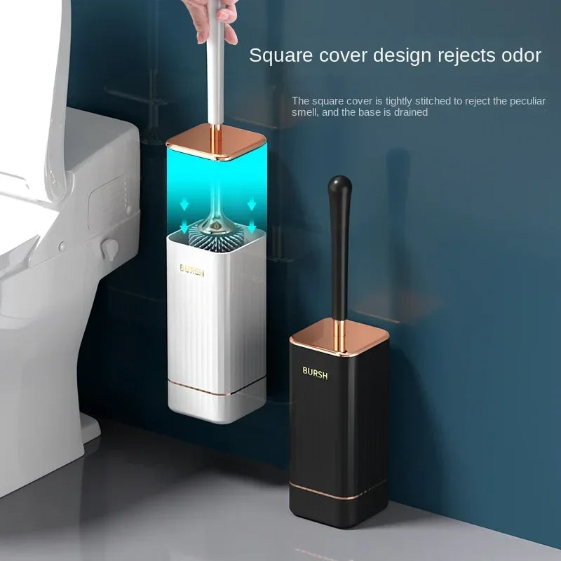CleanFlex Toilet Brush Set | Wall Mounting Without Drilling | Deep Cleaning with Soft TPR Bristles