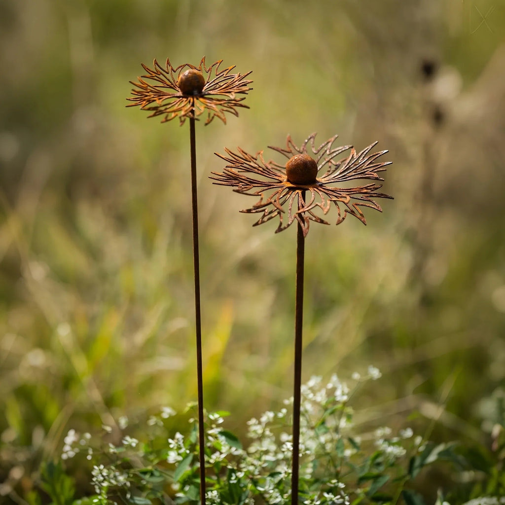 FLORUSTA Garden Stake Bluebonnet | Rust Look Metal | Rustic Garden Decoration