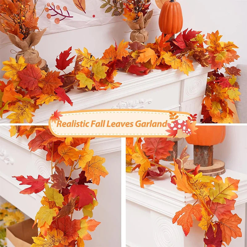 Aurelia Autumn Garland | Artificial Maple Leaf Wreath | 200 cm | Decoration for Home & Garden