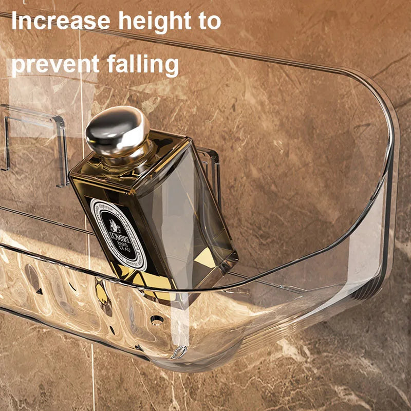 Acrylix Pro | Acrylic Bathroom Shelf without Drilling | Wall-Mounted Shower Shelf | Cosmetic & Shampoo Holder | Transparent | 12×9×8 cm / 24×9×8 cm