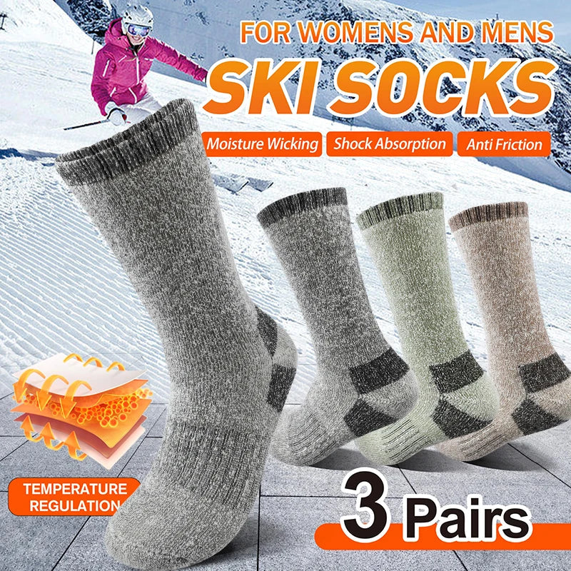 AlpenWool | 3 Pairs Men's Winter Socks | Extra Thick & Warm | Thermal Wool Socks for Skiing & Outdoor | Mid-Calf