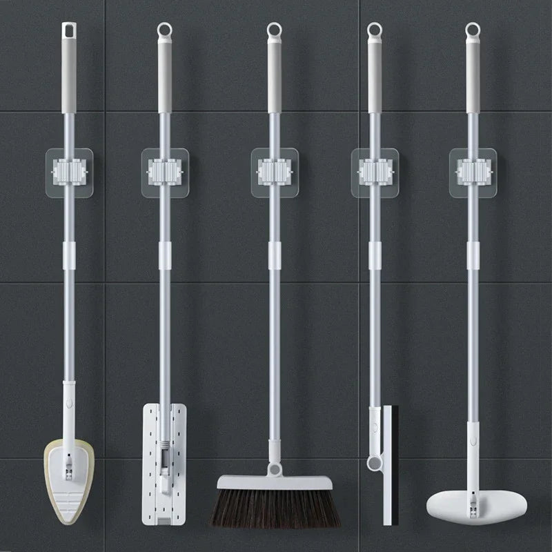FixoGrip Mop Holder | Self-Adhesive & Waterproof | Wall Mount Without Drilling | Set of 4