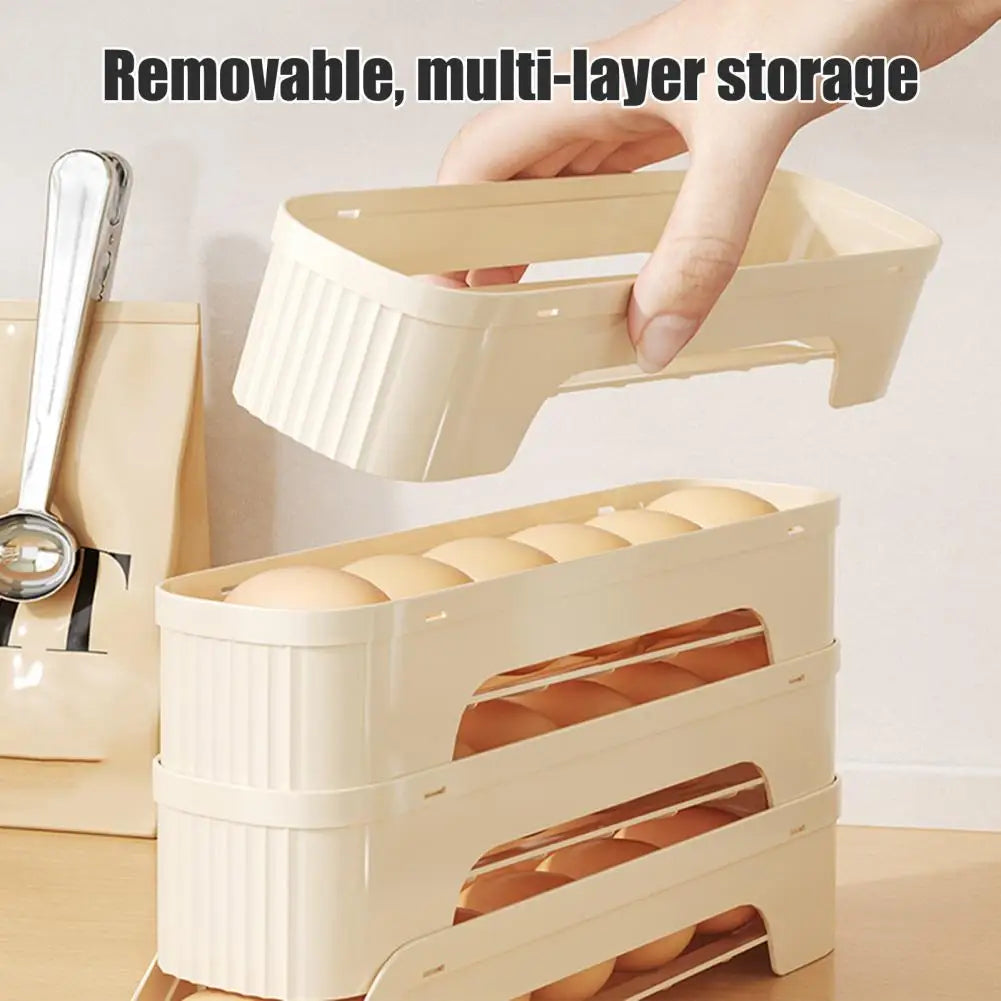 Egg Box RolloMaxx | 4-Stack Egg Organizer | Space-Saving & Self-Rolling | Transparent Design
