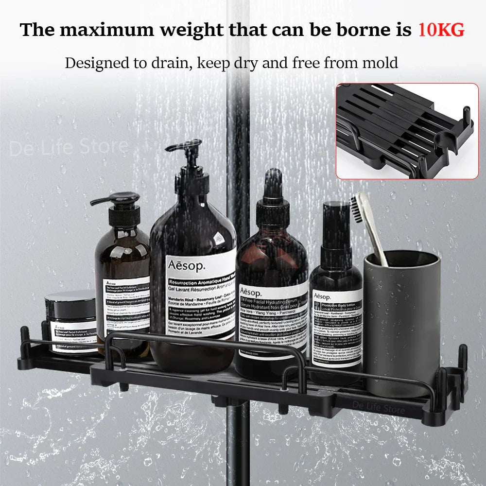 DuoShower Holder | Adjustable Shower Head Holder & Shelf | 2-in-1 Design | Space-Saving Plastic
