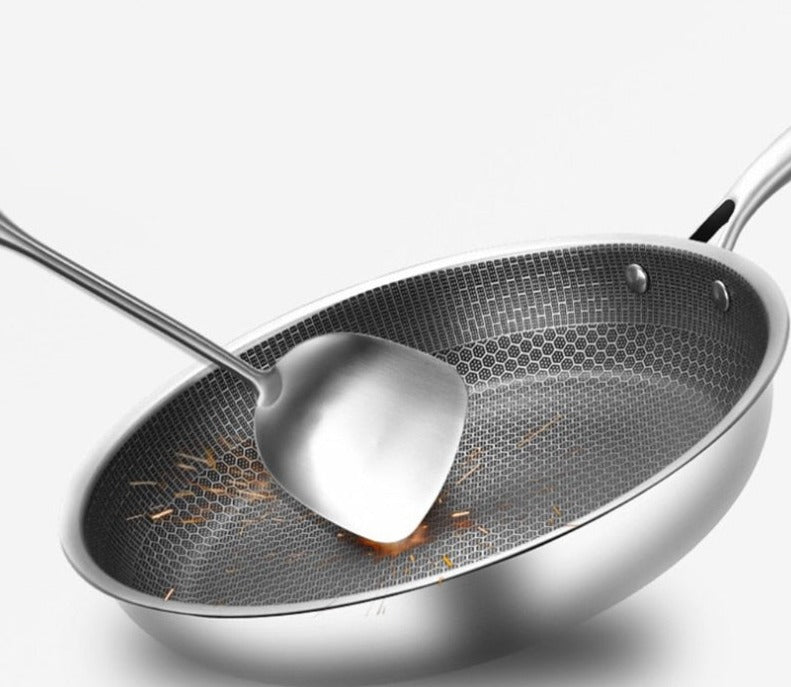 Chefverro Stainless Steel Non-Stick Frying Pan with Honeycomb Structure | Suitable for All Cooktops Including Induction | Scratch-Resistant & Dishwasher Safe