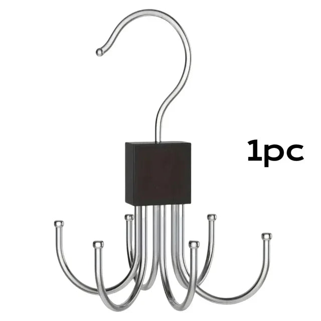 Hangello Clothes Hook Organizer 6-way | Rotatable & Space-saving | For Belts, Bras, Scarves & Ties | Metal
