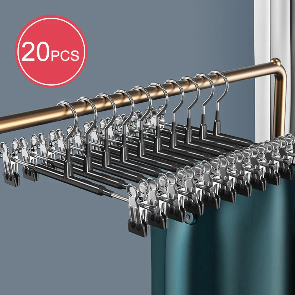 Closyra Stainless Steel Hangers with Clips | Adjustable & Non-Slip | For Skirts, Pants & Underwear | Space-Saving & Seamless