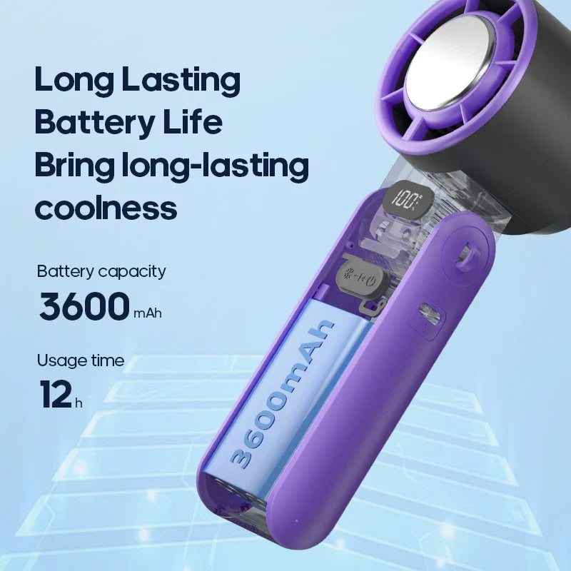 CoolityGo Hand Fan with Ice-Cool Technology | 100 Speed Levels | 3600mAh Battery | Foldable & Ultra Lightweight