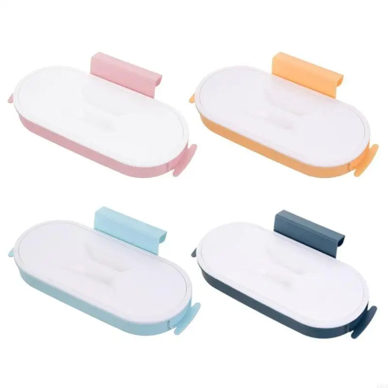 Cleanuvo ClipBin Trash Bag Holder | With Lid & Ring Mount | For Hanging on Cabinet Doors | Reusable & Washable