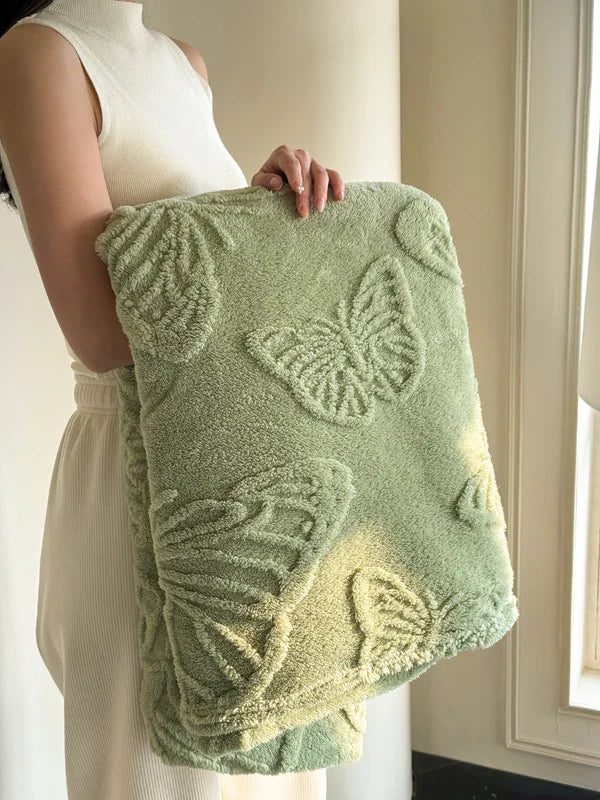 Fleurière Flannel Blanket | 3D Butterfly Design | Soft & Warm | For Bed, Sofa & Camping