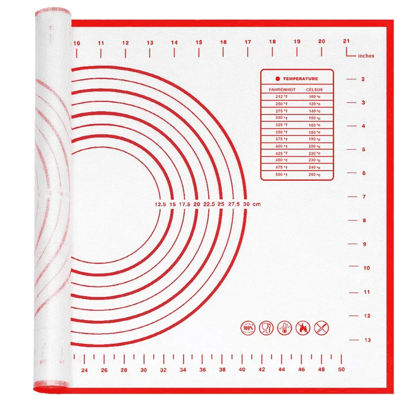 BakeFlex™ Silicone Baking Mat | Extra Thick & Non-Stick | With Measurement Scale | Perfect for Rolling Dough, Fondant & Pastries