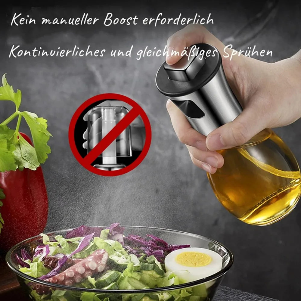 CulinaMist Pro Oil Sprayer 200 ml | Fine Mist & Improved Nozzle | For Oil, Vinegar & Lemon Juice | Stainless Steel & Glass