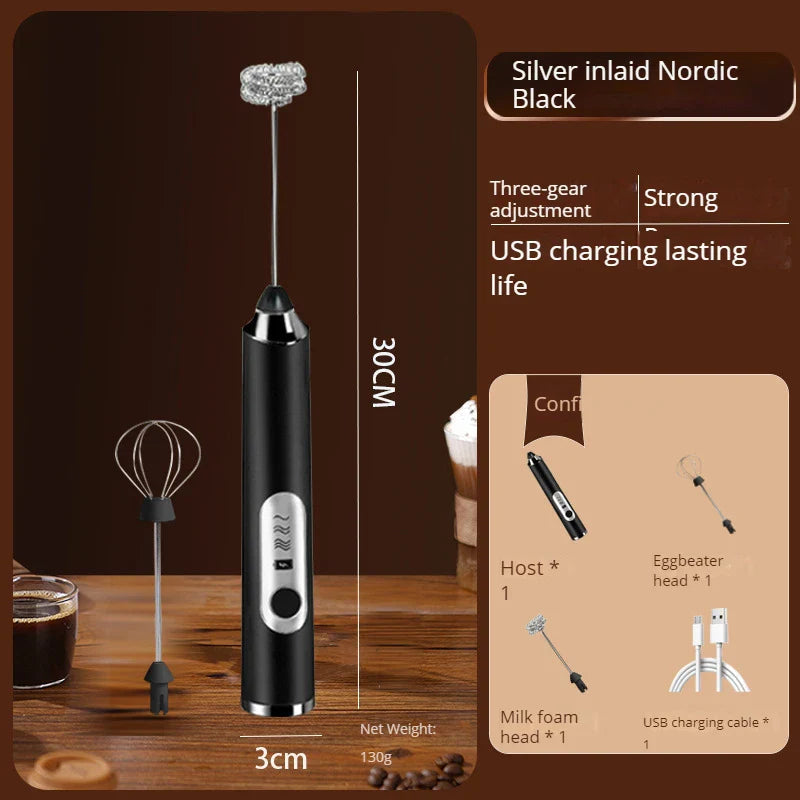 CREMIX Electric Milk Frother & Mixer | 3 Speeds | Double Stainless Steel Attachment | USB Charging