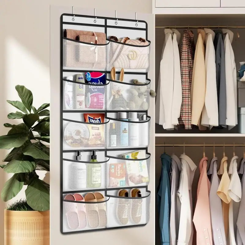 Door Hanging Organizer Storiva PocketMax | With 5 Large Compartments | Hanging Shelf for Door & Cabinet | Gray | Space-Saving Storage