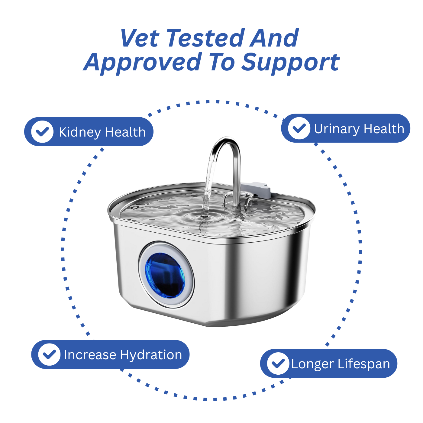 Felindra Cat Drinking Fountain made of Stainless Steel | Flowing Water for Better Hydration | Quiet & Hygienic | 2.5 L Capacity