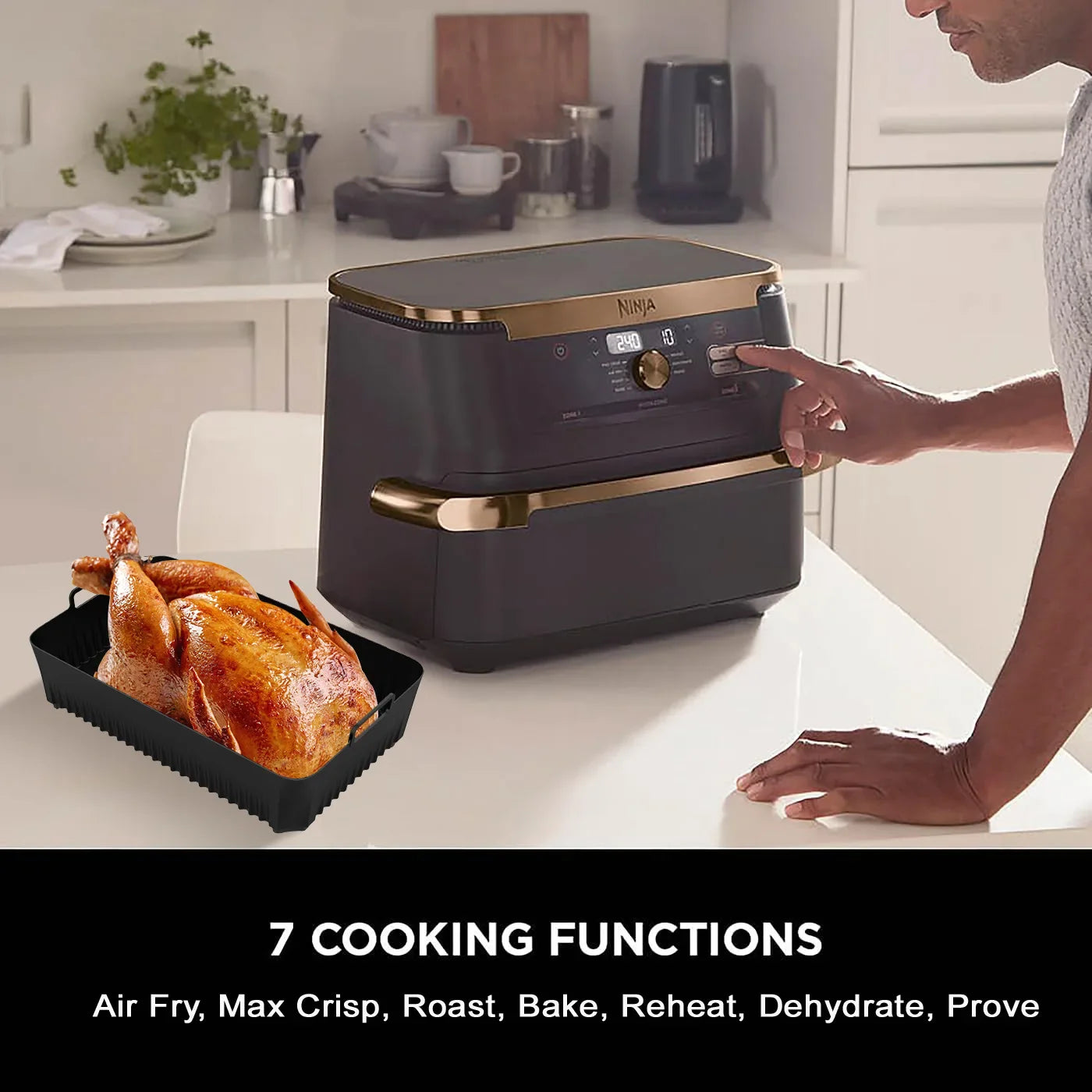 CrispyMate Silicone Insert | For Ninja AF500UK Air Fryer | Reusable & Non-Stick | 5.2 L & 10.4 L