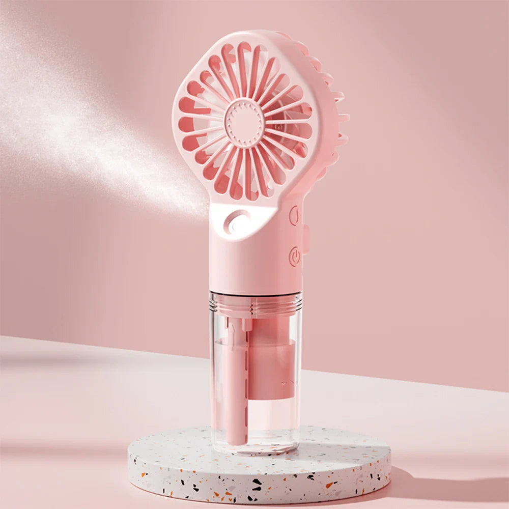 Brisella Air Mini Hand Fan with Air Humidifier | 4-Level Spray Function | USB Rechargeable | Portable & Quiet