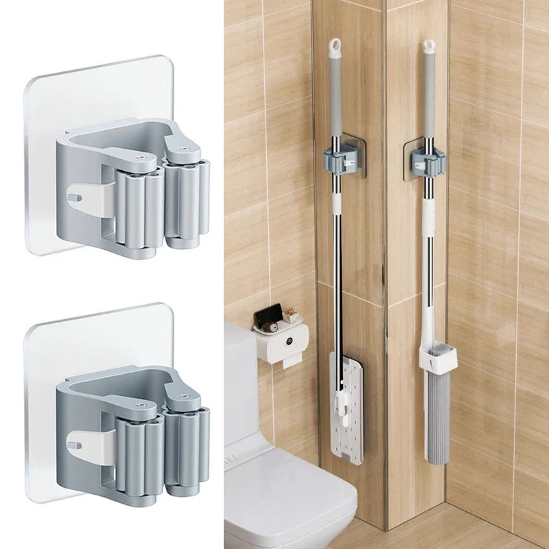 FixoGrip Mop Holder | Self-Adhesive & Waterproof | Wall Mount Without Drilling | Set of 4