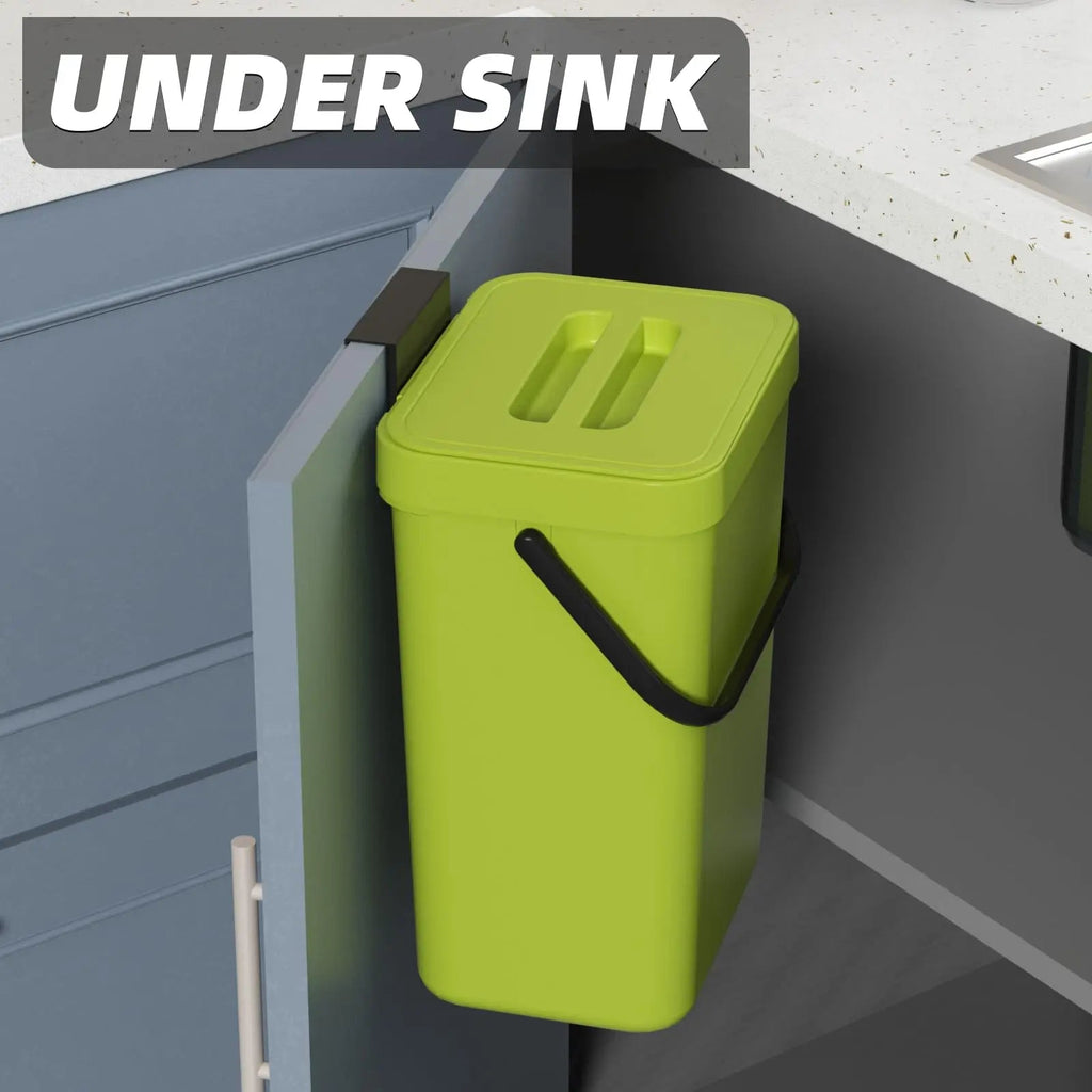 Binova Mini Trash Can | With Lid | Hanging & Wall Mount | Compact & Odor Blocking | For Kitchen, Bathroom & Office