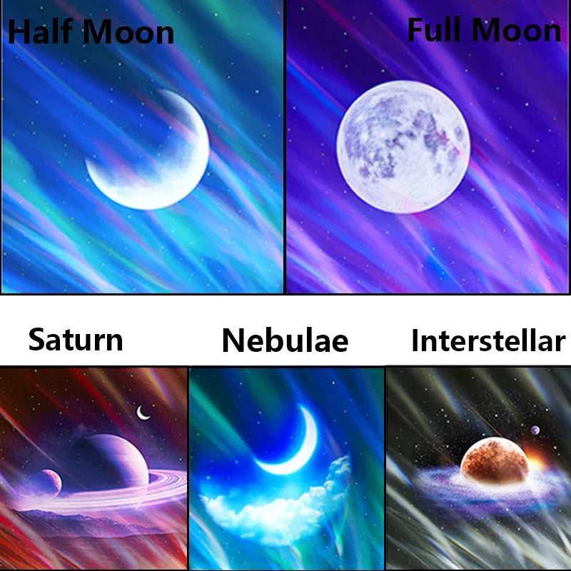 Auroria Northern Lights Projector | 3-in-1 Aurora, Stars & Moon | Bluetooth Speaker & White Noise | 360° Galaxy Night Light
