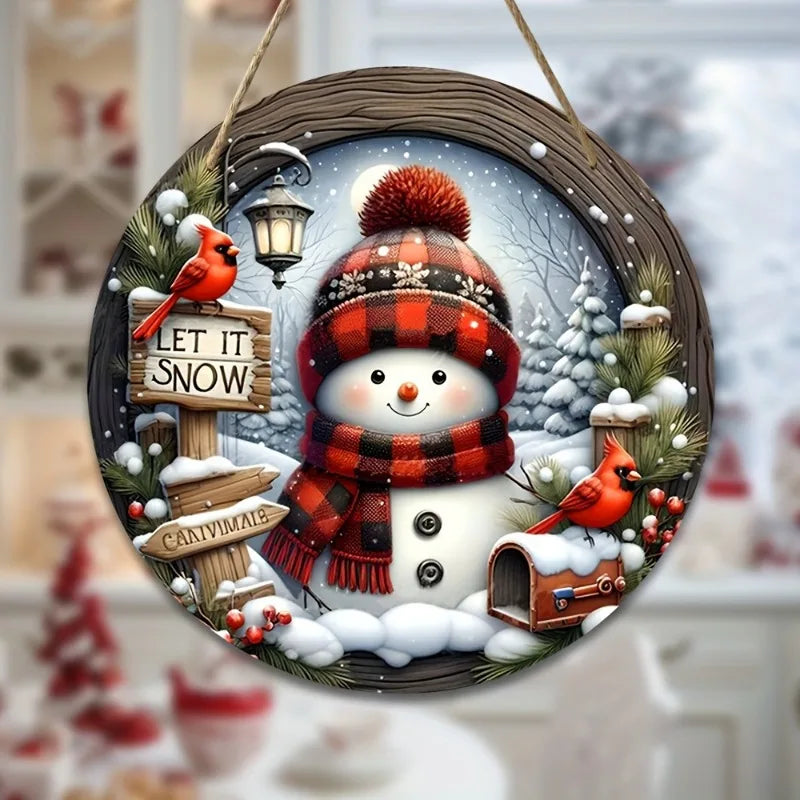 CrystalSnow | Christmas Wreath made of Acrylic | Snowman & Winter Design | Wall & Door Decoration Ø 20 cm