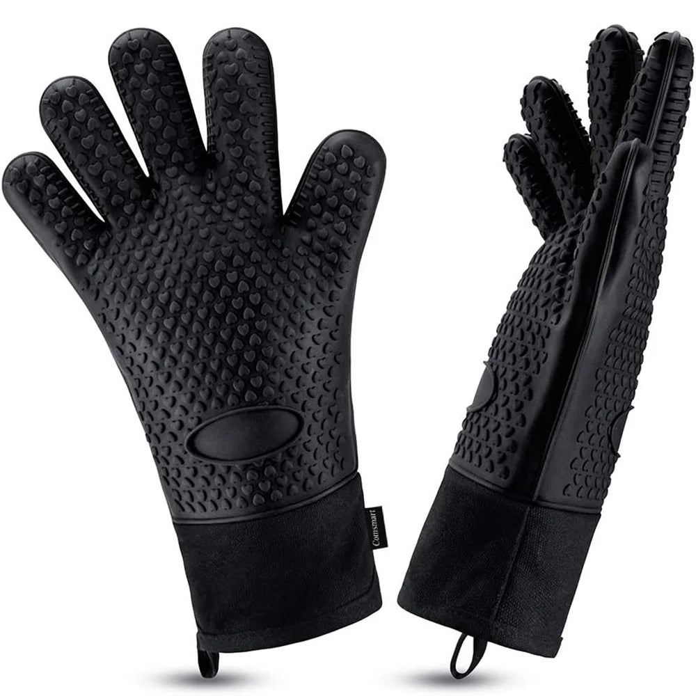 Griptermo Silicone Grill Gloves | Heat Resistant up to 260 °C | Non-Slip & Waterproof | With Cotton Lining