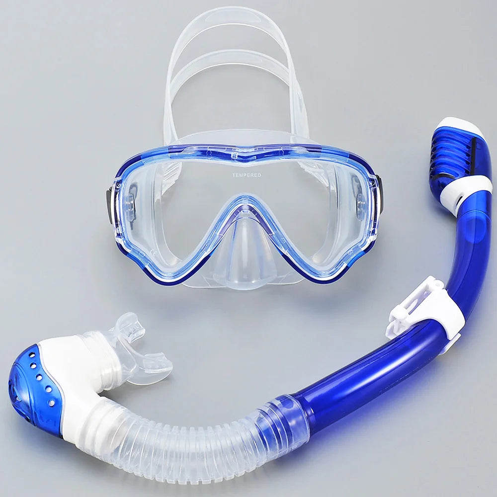 AquaJuni Kids Diving Mask with Snorkel | Anti-Fog & Leak-Proof | Tempered Glass & Silicone | For Boys & Girls 7–15 Years