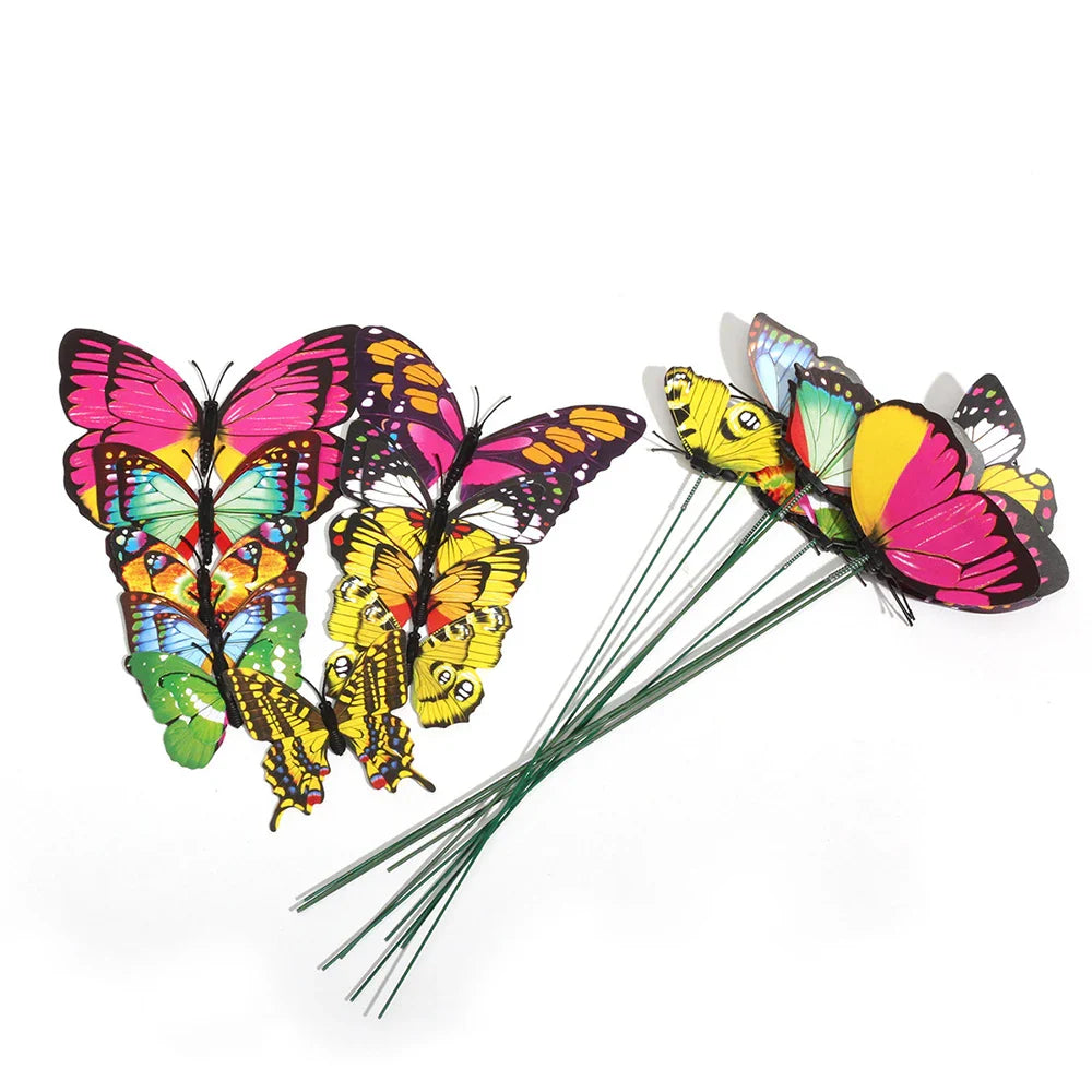 FloraViva Butterfly Garden Stakes | Set of 10 | Weatherproof & Colorful | For Flowerbeds, Flower Pots & Balcony