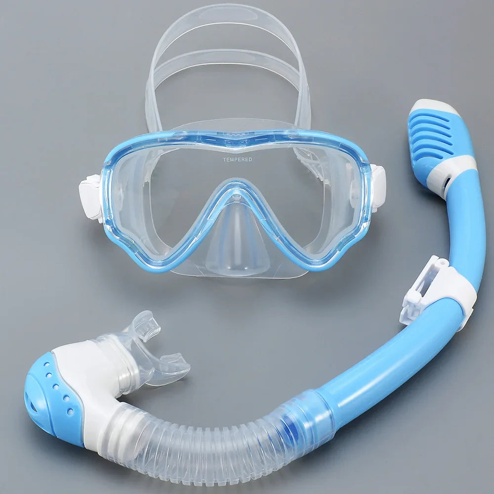 AquaJuni Kids Diving Mask with Snorkel | Anti-Fog & Leak-Proof | Tempered Glass & Silicone | For Boys & Girls 7–15 Years