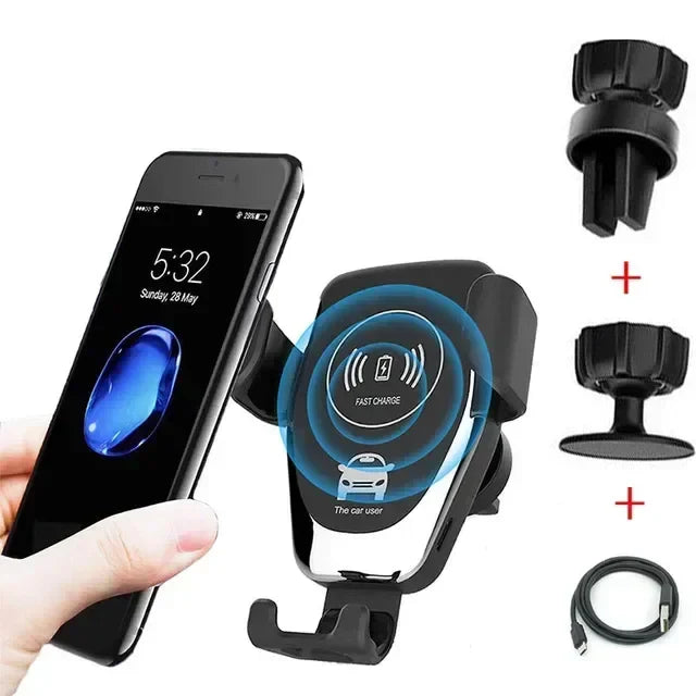 DRIVOLT Car Phone Holder with 30W Wireless Charger | Automatic Locking | Qi Charging & Safety Features | For Air Vents