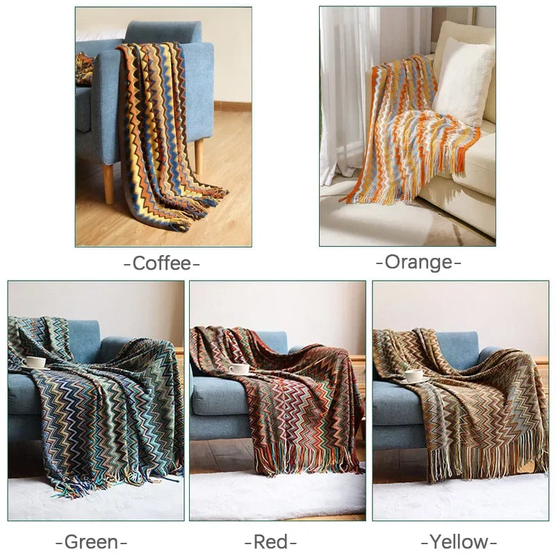 CasaLoom | Boho Throw with Tassels | Rust Red | Soft & Lightweight