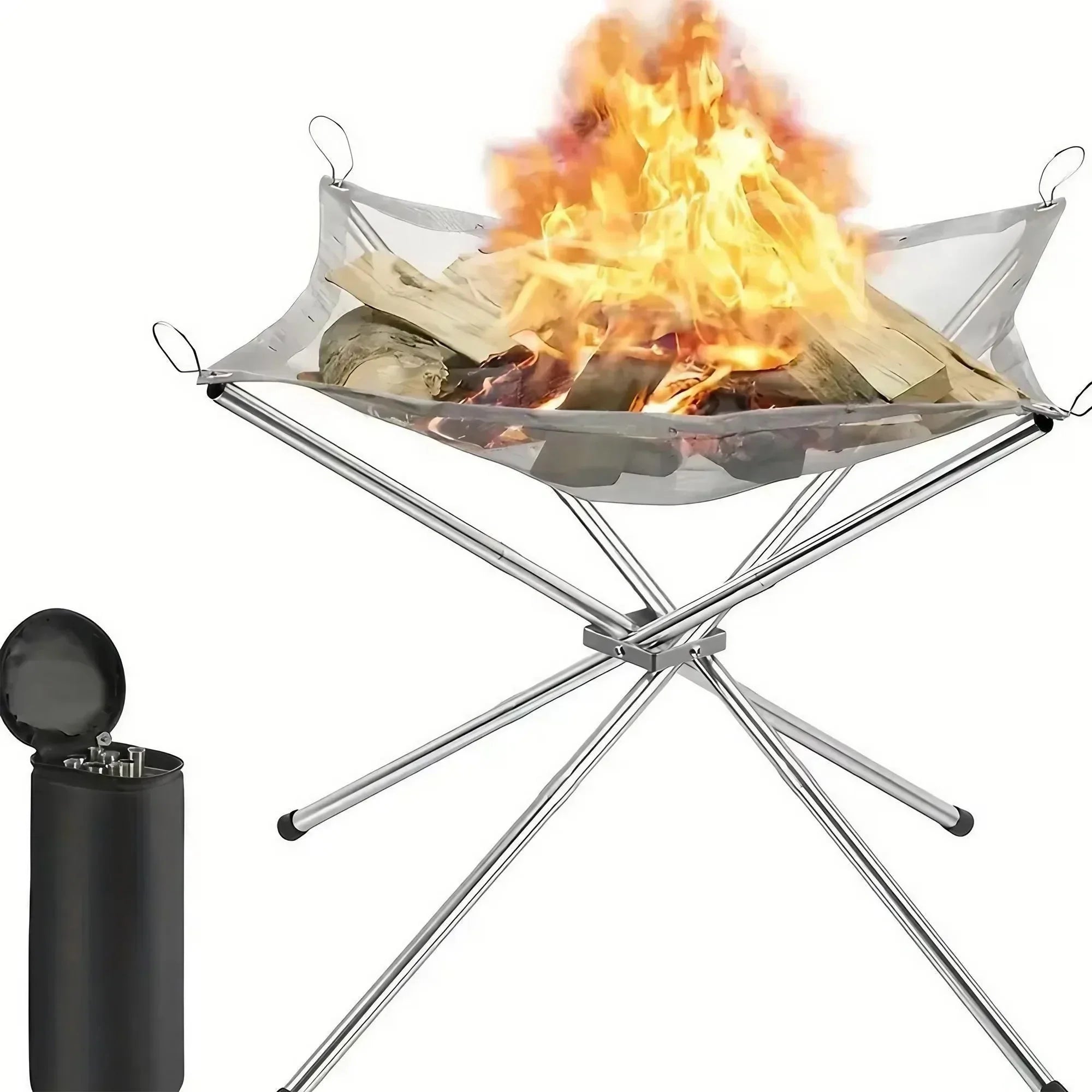 FlameFold | Portable Stainless Steel Fire Pit | Foldable & With Carry Bag | Ø 42 cm