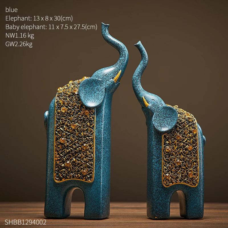 Decorative Elephant Figures 2-Piece Set | Retro Design | Resin | 13x8x30 cm