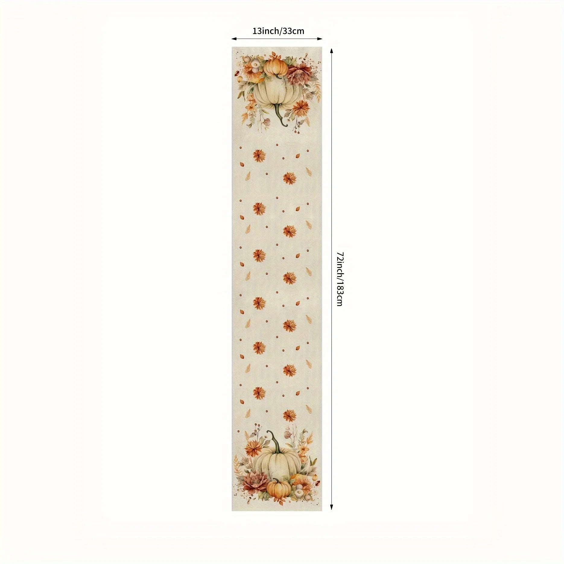 Autumna Autumn Table Runner | Pumpkin & Floral Motif | Washable & Durable | Linen Look | 150–275 × 33 cm