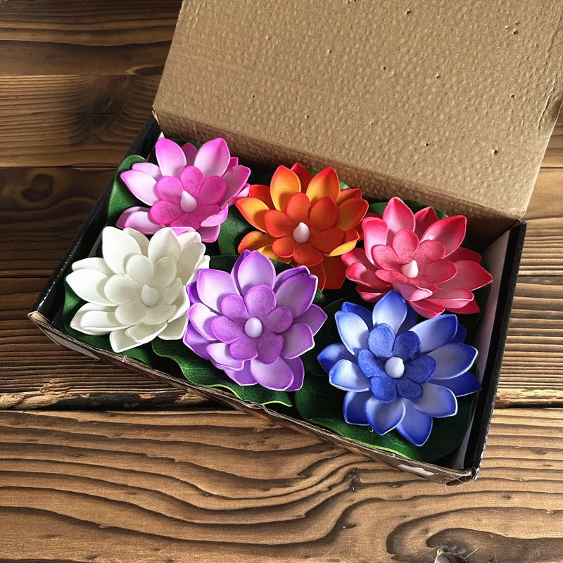 Floating Lotus Lamp LUMILYA | LED Water Sensor | Warm White Light | For Pond, Garden & Parties