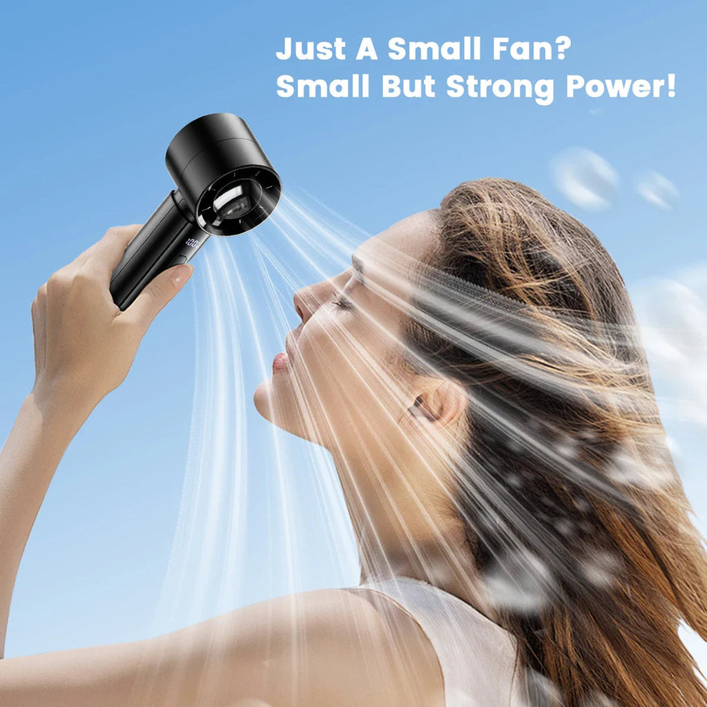 Aeriolo Portable Hand Fan with 4000 mAh Battery | 5 Levels & 100 Intensity Settings | Digital Display & Dual Airflow for Outdoor & Travel