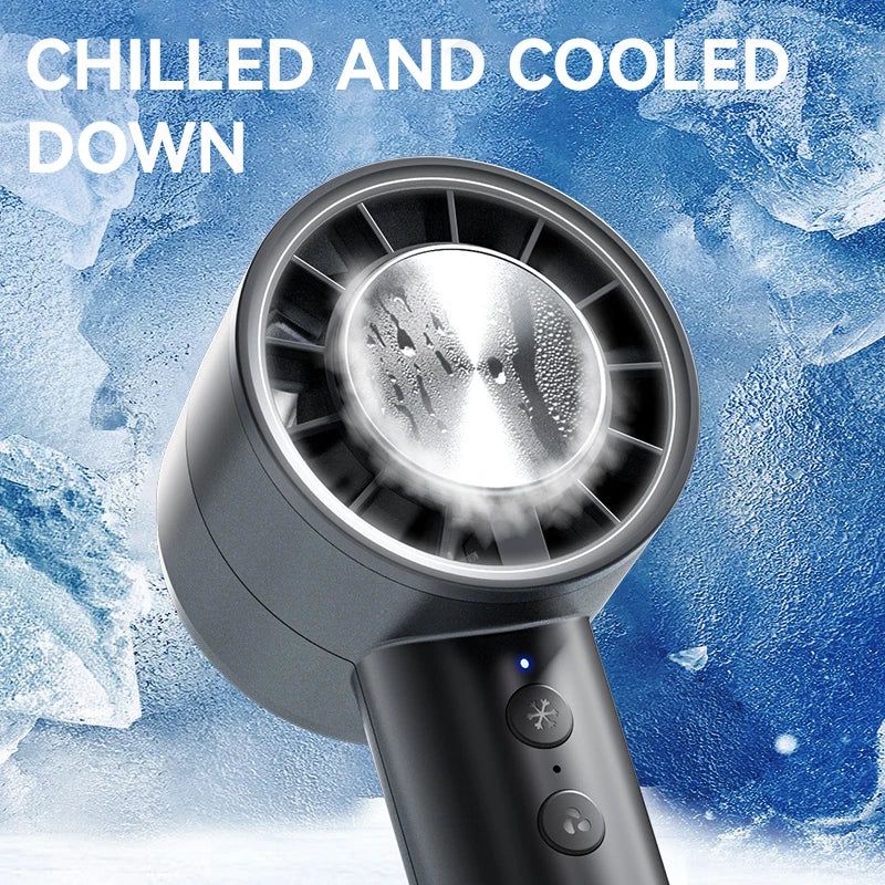 Brisano AirCool Mini Handheld Fan with Cooling Function | 5 Speeds | LED Display & USB Charging | Quiet & Portable | For Travel, Office & Outdoor