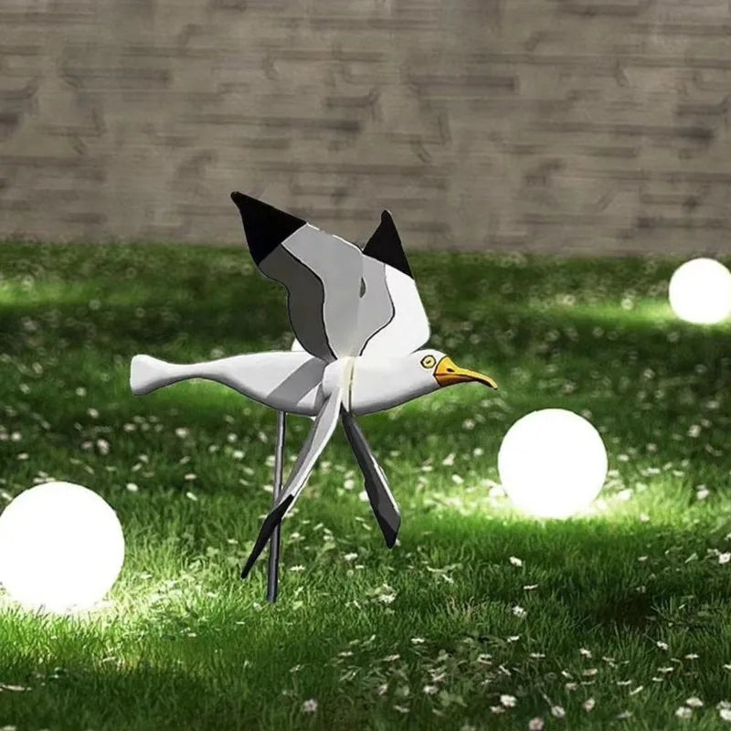 Garden Decoration Wind Bird SkyGull | Creative Wind Spinner with Seagull Motif | Weatherproof & Height Adjustable | 25 cm Figure