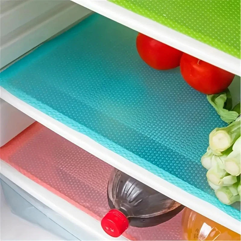 FridgeGuard Set of 4 Refrigerator Mats | EVA Material | Washable, Mold-Resistant & Anti-Oil | For Refrigerator, Drawers & Shelves
