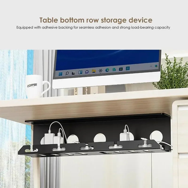 DeskFixx Cable Duct | Under-Desk Cable Management | No Drilling | Robust Steel Tray | Black