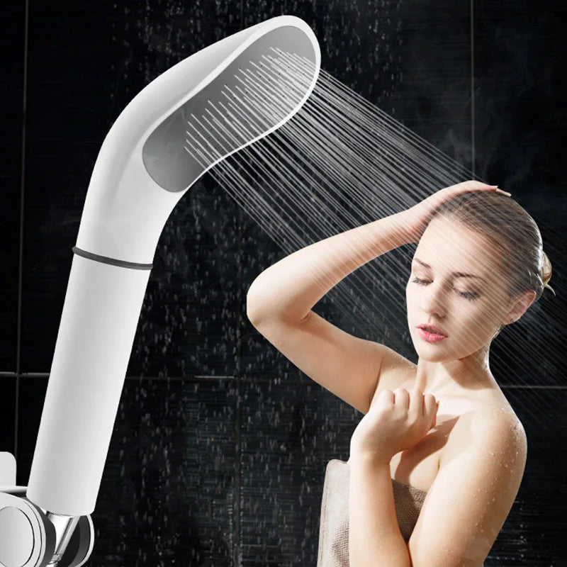 AquaVelo High-Pressure Shower Head with Water-Saving Function | White Handheld Shower with Filter & Standard Connection – 22×12×7.4 cm
