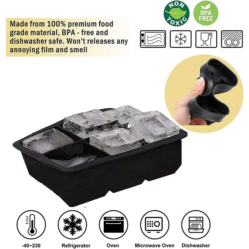 FrostForm Large Silicone Ice Cube Tray | BPA-Free & Flexible | For XXL Ice Cubes, Cocktails & Kitchen | Easy to Clean