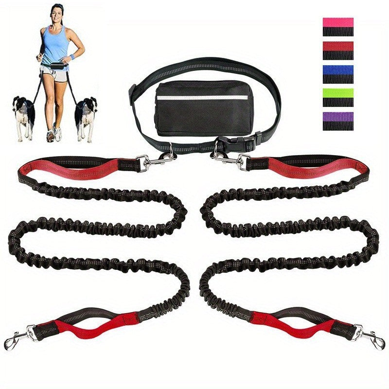 Walkora | Freihand-Hundeleine mit Stoßdämpfung | Verstellbarer Hüftgurt | Für Hunde von 20–36 kg